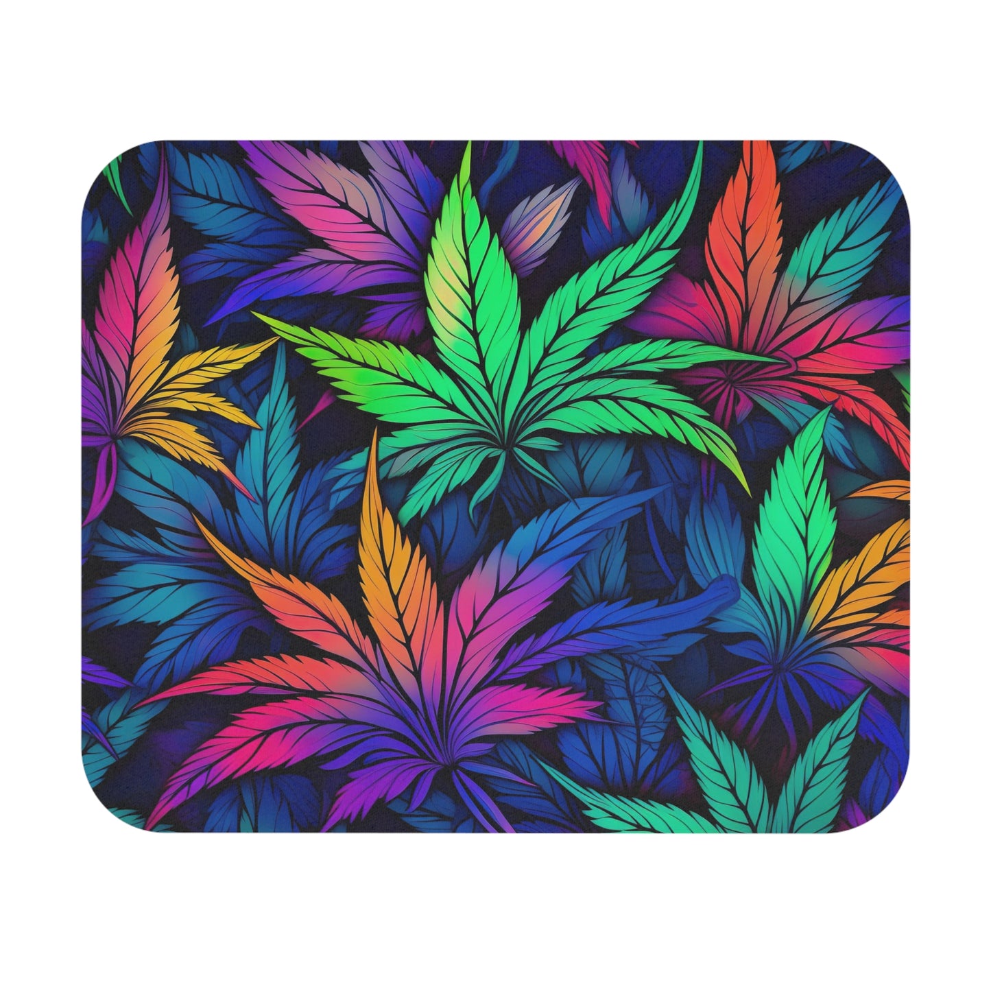 Neon Marijuana Leaves Mouse Pad