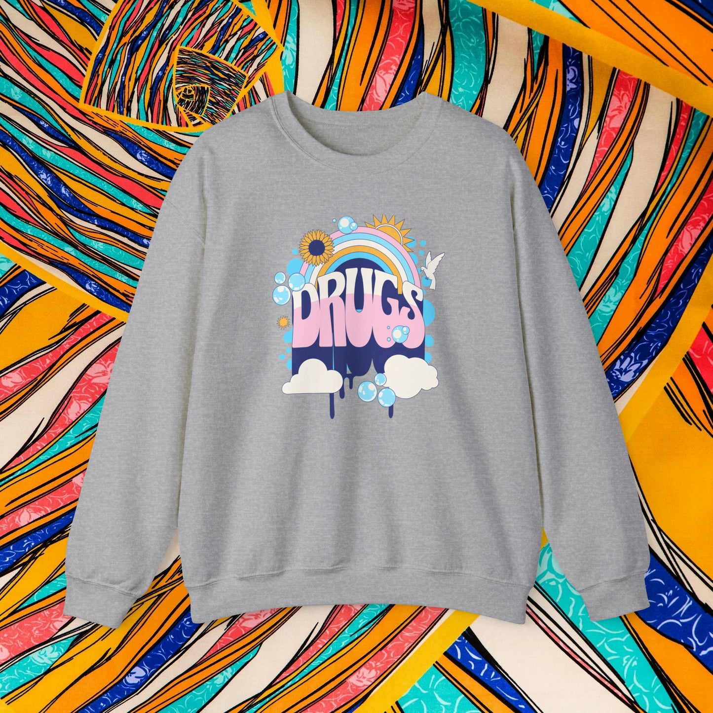 Drugs Rainbow Crewneck Sweatshirt