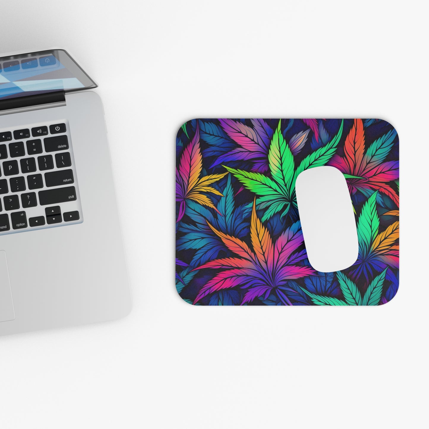 Neon Marijuana Leaves Mouse Pad