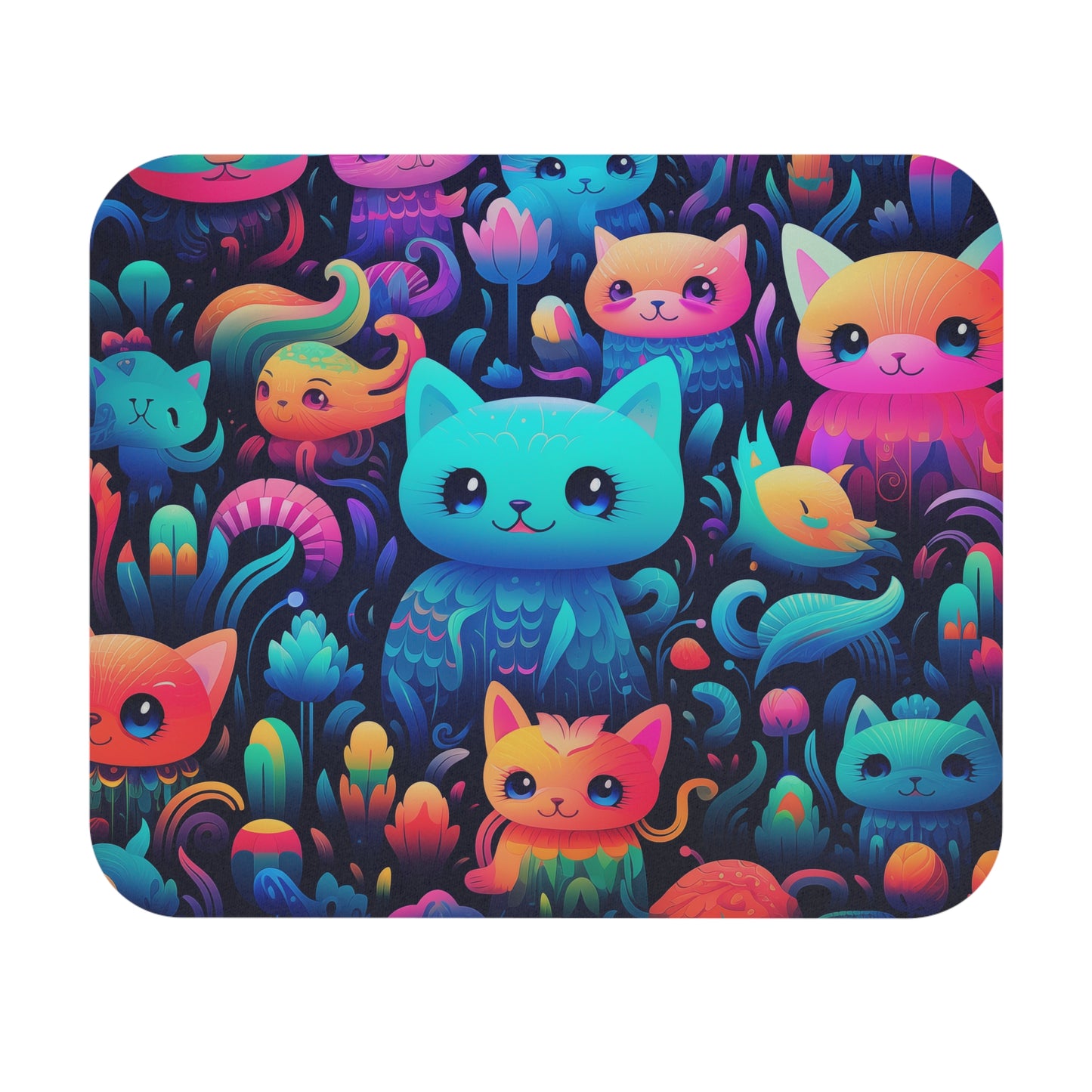 Cutest Neon Kitties Mouse Pad