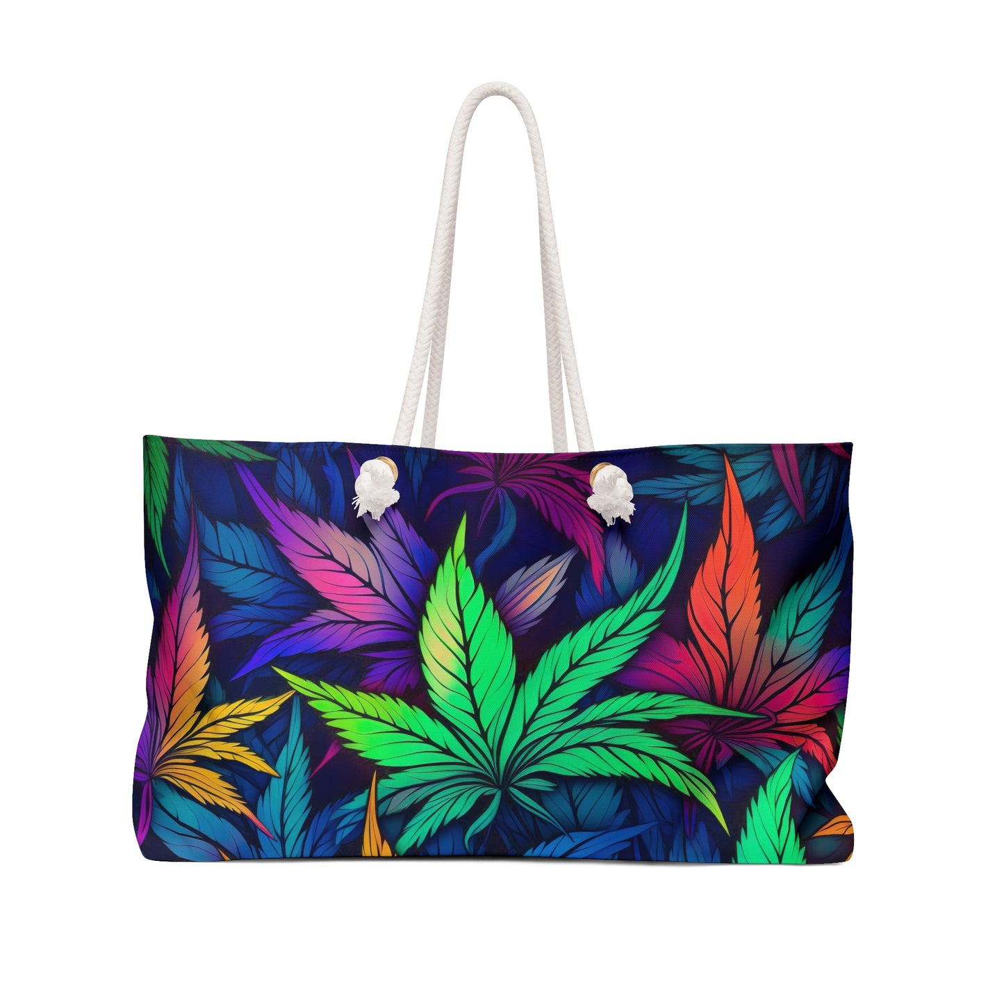 Neon Marijuana Leaves Weekender Bag